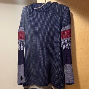 Krimson Klover Navy Sweater with Red and Lavender Details - size M